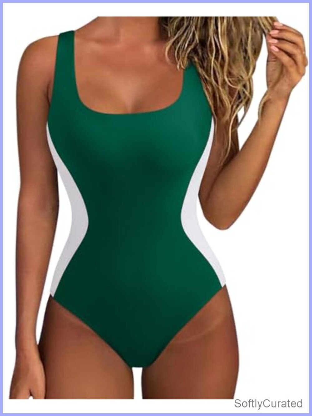 Tummy Control One Piece Swimsuit Square Neck Shapewear Bathing Suit
